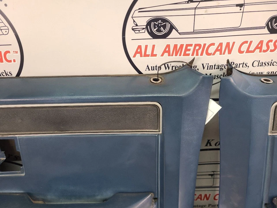 1981-87 GMC / Chevy Truck Front Door Trim Panel Pair, Blue, Manual Window/Lock - Image 4 of 4