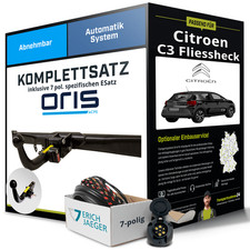 Für CITROEN C3 Fliessheck III Typ SX Anhängerkupplung abnehmbar +eSatz 7pol 16-