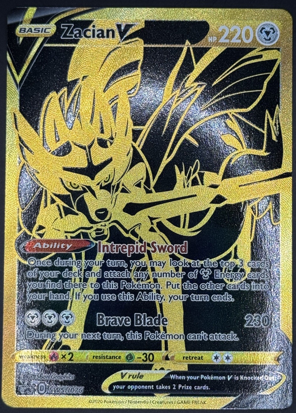 Pokemon TCG Zacian V Sword & Shield Black Star Promo Full Art Holo SWSH076 NM