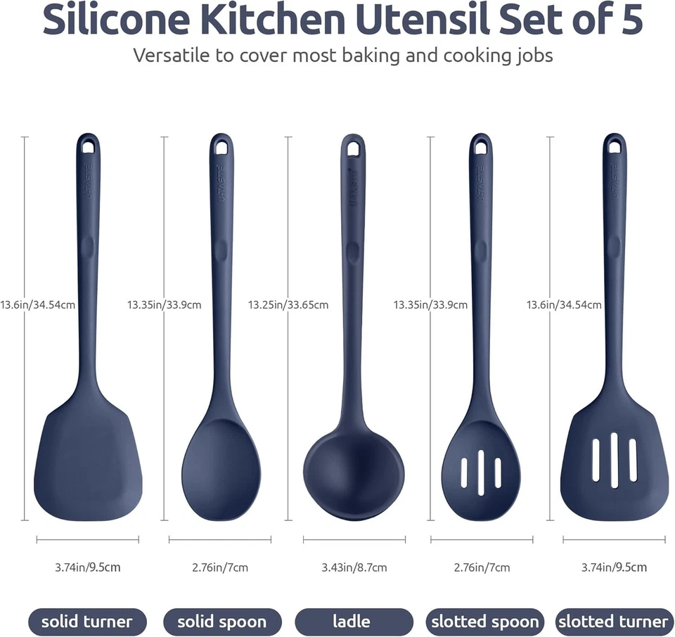 13.6in Seamless Silicone Kitchen Utensil Set - Non-Stick and Dishwasher Safe - Image 4 of 4