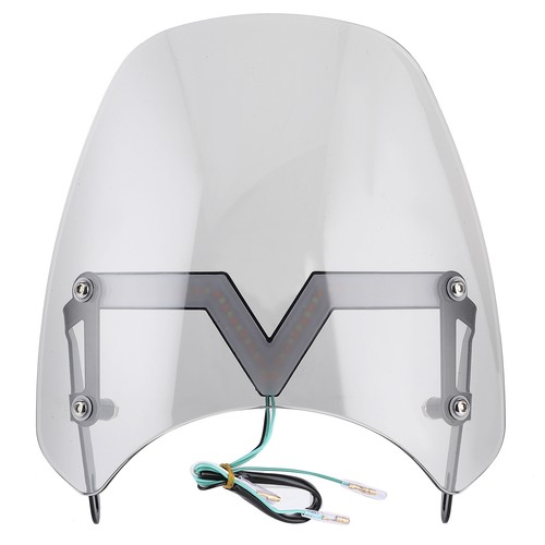 Ι Gray 5‑7in Windshield Windscreen With LED Turn Signal Light Lamp For - Picture 6 of 12