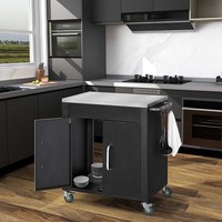 Homcom KüChenwagen Mit Rollen Servierwagen KüChenschrank Edelstahl Schwarz