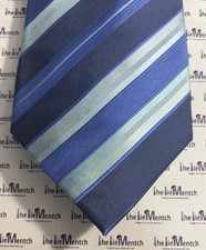 KENNETH COLE Silk Navy Striped Design Neck Tie 3.5  New Without Tags 