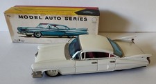 Vintage Tin Friction '59 Toy Cadillac w/Box Bandai White 4 Door 721 Excellent