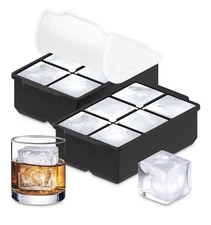 KitchFort Large Silicone Ice Cube Tray 2-Pack Easy Release 2" Big Ice Cubes -...