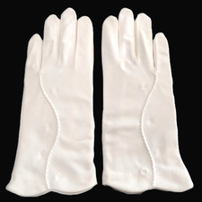 Harms of California Ladies Womens Gloves White Embroidered 100 Nylon Stretch