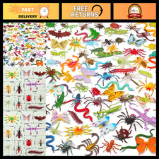 100 Pcs Realistic Mini Bugs Toy Party Favors, Plastic Insects Figurines