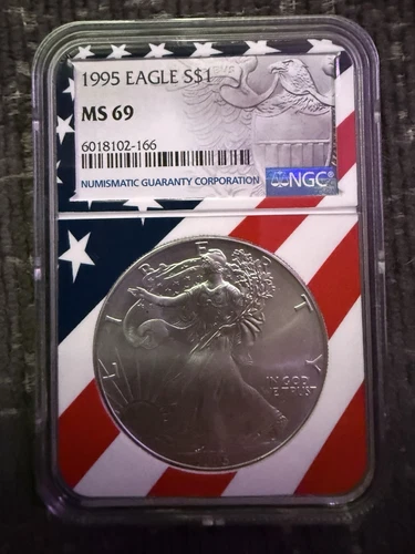 1995 $1 American Silver Eagle Dollar NGC MS69 Flag Core RARE COIN LOW POP TOP FS