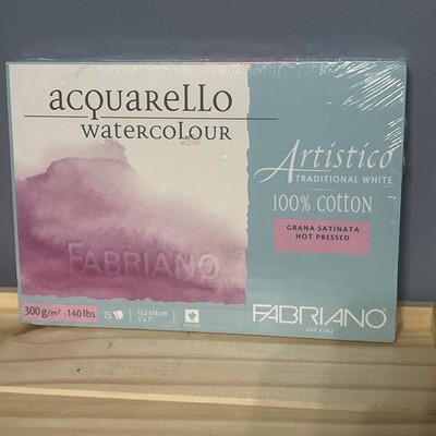 Fabriano Artistico Acquarello Watercolor 140 lb 25 Sheet 5x7'' -Traditional White