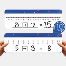 10 Packs 12x4-inch Numbers Line Dry Erase Board Cards Double Sided 0-10 0-20