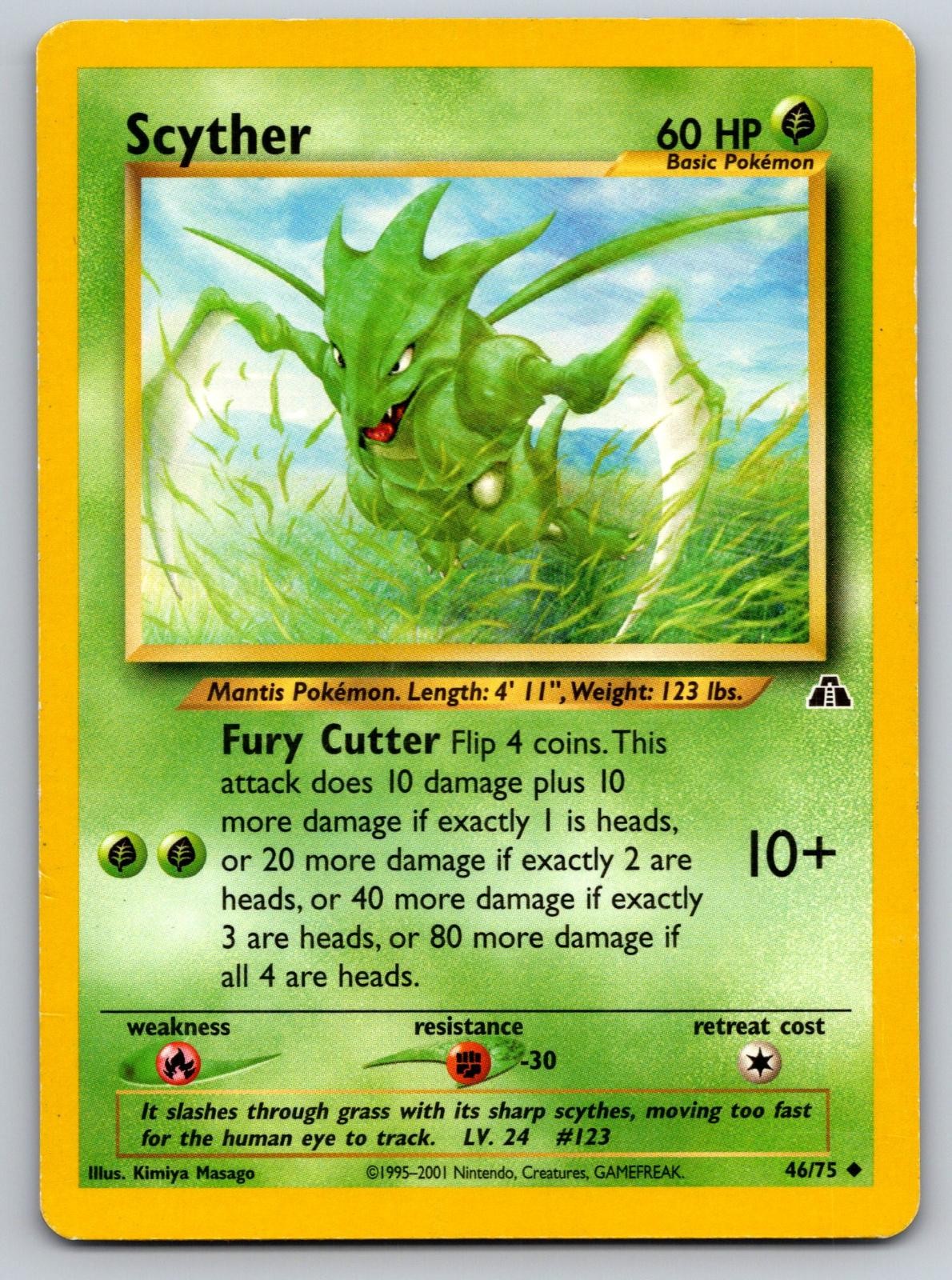 Scyther 46/75 Uncommon Neo Discovery Pokemon Unlimited Lightly Played