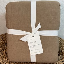 POTTERY BARN BELGIAN FLAX LINEN DOUBLE FLANGE DUVET COVER, KING/CAL KING BRONZE