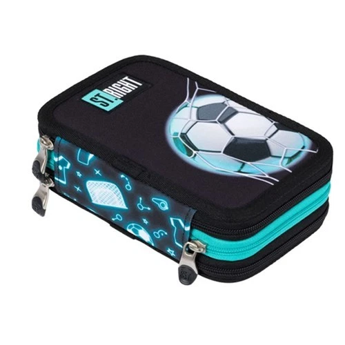 Fußball Football Federmäppchen Mäppchen Federtasche Schüleretui 3-Fach gefüllt