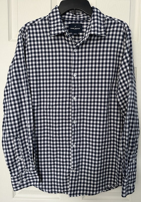 Daniel Hechter Paris Men s Navy Blue White Buffalo Check LS Men s Button Down L