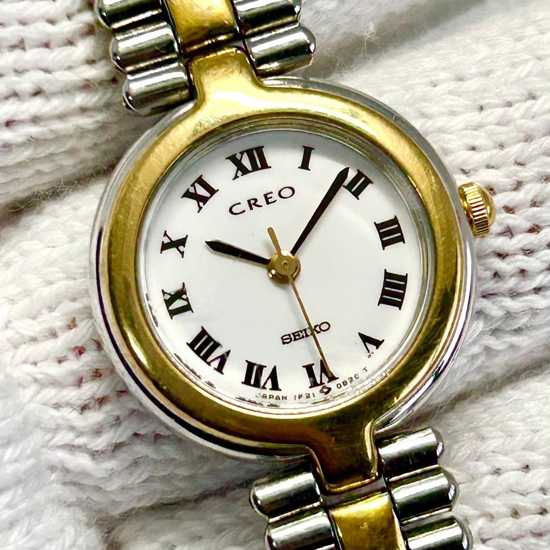 SEIKO 1F21-0A40 CREO Vintage Two Tone Roman Dial Quartz Women's Watch 2.1cm
