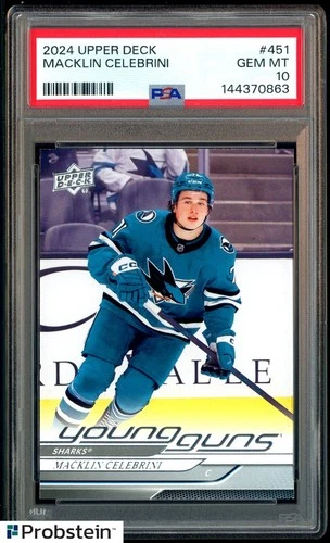 2024-25 Upper Deck Hockey Young Guns #451 Macklin Celebrini RC Rookie PSA 10