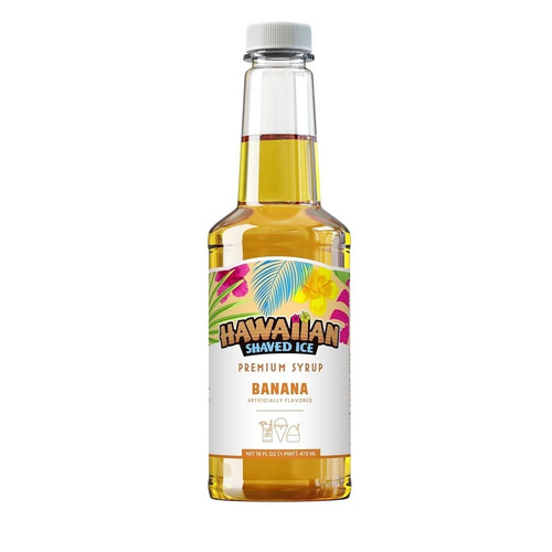 Hawaiian Shaved Ice Syrup Pint, Banana Flavor, Great For Slushies, Italian Soda,