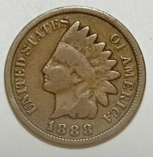 1888 Indian Head Cent Good- Very Good Average Circulated Condition Copper Penny