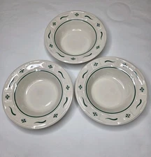 Set 3 Longaberger Pottery Woven Traditions Heritage Green 6.5” Dessert Plates