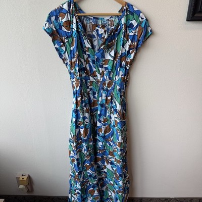 EUC C&C California Multicolor Floral Tropical Linen Blend Maxi Dress Size Medium
