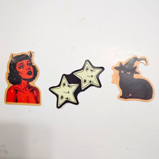 3 Pc Spooky Halloween Sticker She Devil Witch Black Cat Celestial Stars Decals 3 Pc Spooky Halloween Sticker She Devil Witch Black Cat Celestial Stars Decals