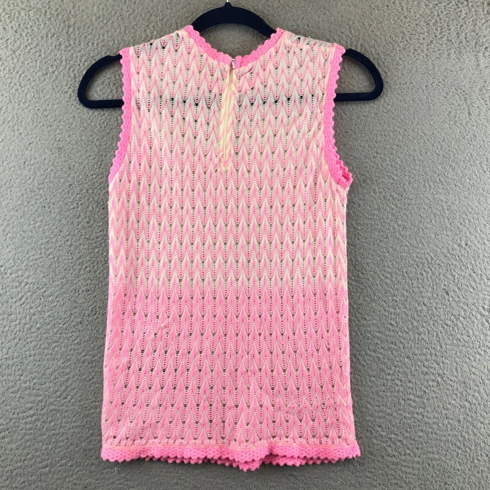 Top tejido acrílico vintage sin mangas patrón Chevron 100 % virgen Japón XS Foto 2 de 4