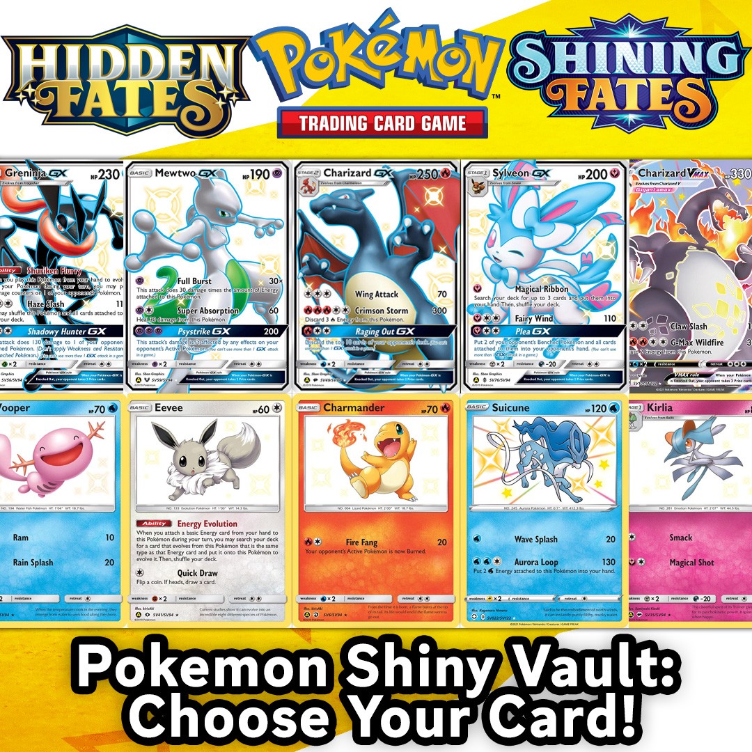 Pokemon Shiny Vault, Hidden Fates & Shining Fates - Choose Your Card! English NM