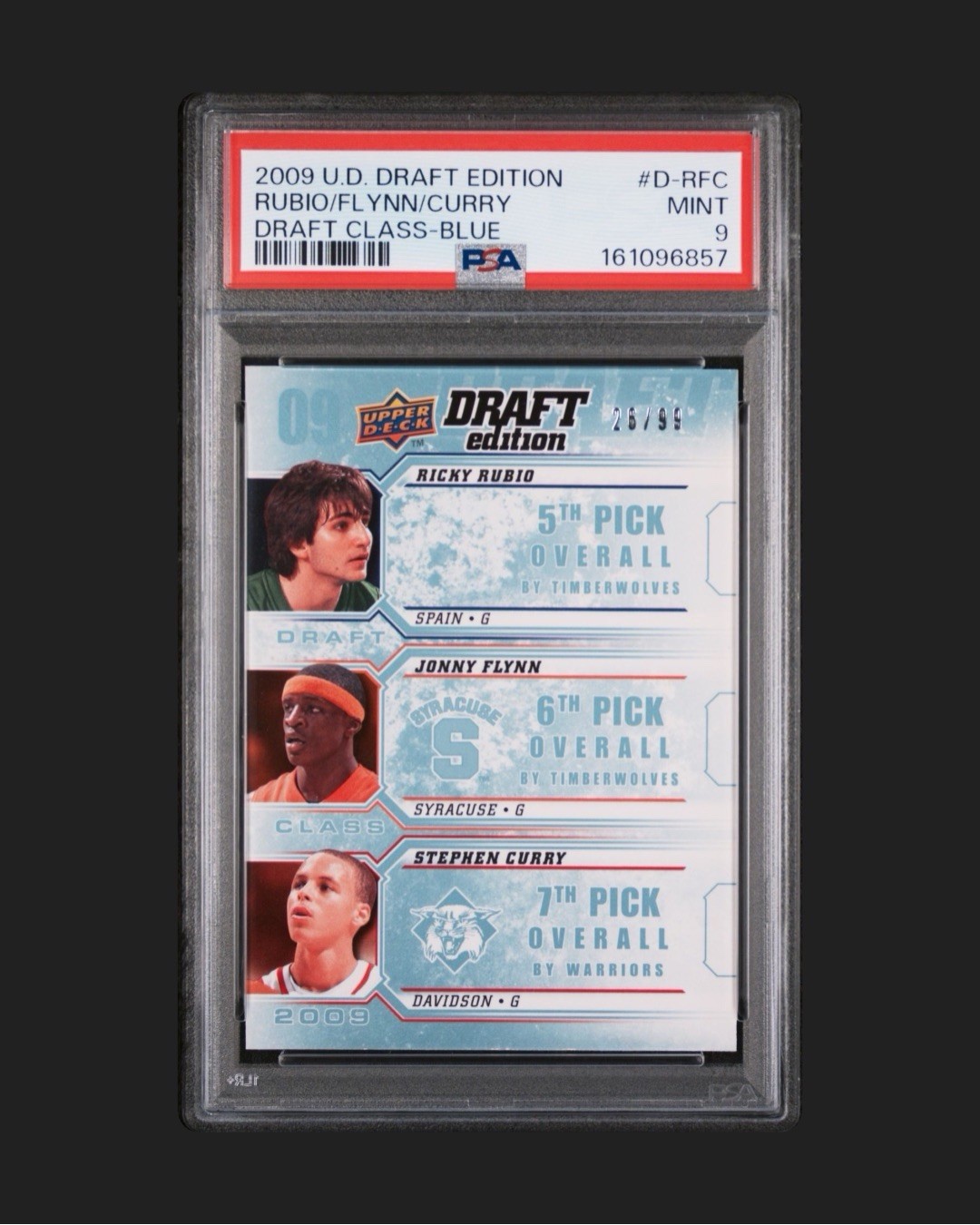 2009 Upper Deck Draft Edition Steph Curry, Rubio, Flynn /99 Blue PSA 9 🔥POP 5 view 1