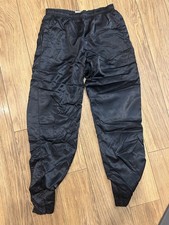 Vintage Nike Windbreaker Pants Youth 12-14 Large Black Lined Track Ankle Zip