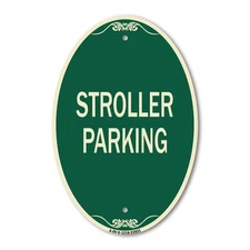 SignMission Designer Series Sign - Stroller Parking 12" x 18" Aluminum Oval Sign