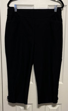 Chico's So Slimming Black Brigitte Tab Hem Crop Pant Size 1 8/10 NWT