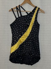 Vtg 60s 70s Talon Zip Rivet Rhinestone Baton Twirling Costume Leotard Gold M