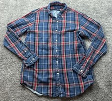 Ralph Lauren Shirt Mens Medium Blue Red Plaid Classic Fit Button Down Casual