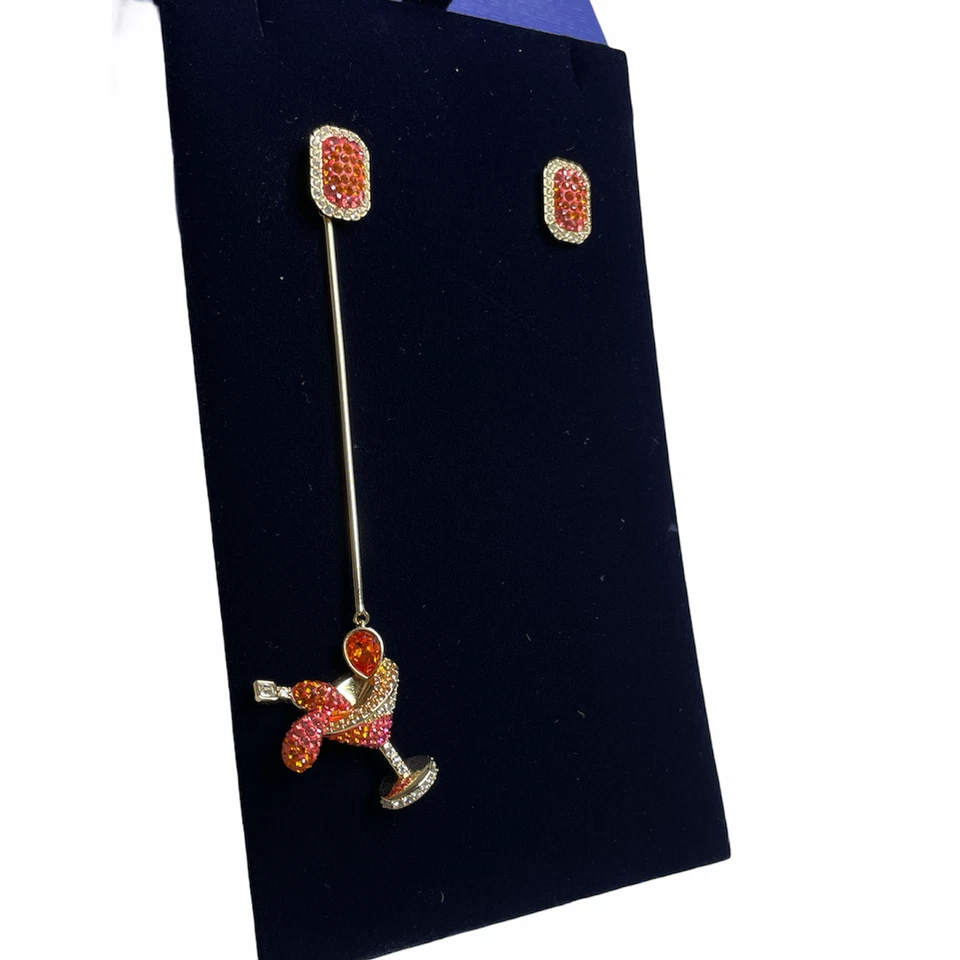 Pendientes perforados de cóctel Swarovski No Regrets, multicolores, chapados en tono dorado Foto 2 de 4