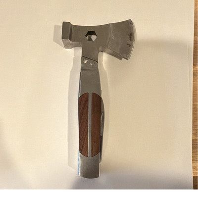 Sheffield 5-in-1 Multi-Tool Hatchet Knife, Straight/Serrated Edge, Steel/Wood