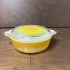 Vintage PYREX 471 Pint  Casserole Dish & Daisy Sunflower Clear LID 470-C