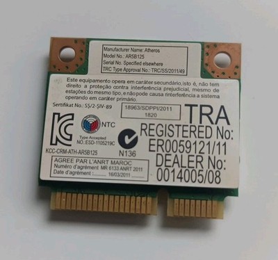 WLAN Wifi PCIe MiniCard Atheros AR5B125 IEEE 802.11a/b/g/n 2.4 GHz