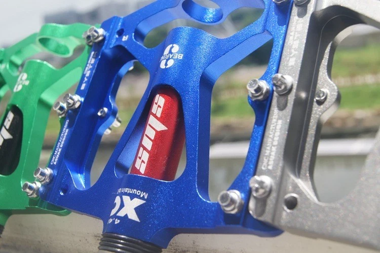 Aluminio Carretera MTB Bicicleta de Montaña XC Bicicleta Pedal 3 Rodamientos Pedales Planos Azul Foto 4 de 4