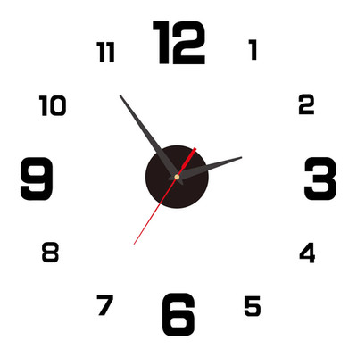 3D DIY Frameless Wall Clock Silent Modern Large Wall Sticker Home Office Decor