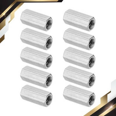 10PACK 1/4''-20 UNC Hex Coupling Nuts 0.79'' Fully Threaded Rod Coupling Nut