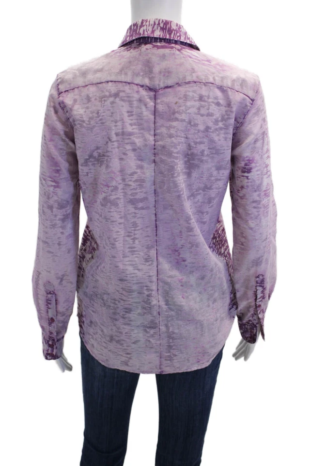Camisa Kelly Wearstler Mujer Estampada Con Botones Mangas Largas Púrpura Talla 2 Foto 3 de 4