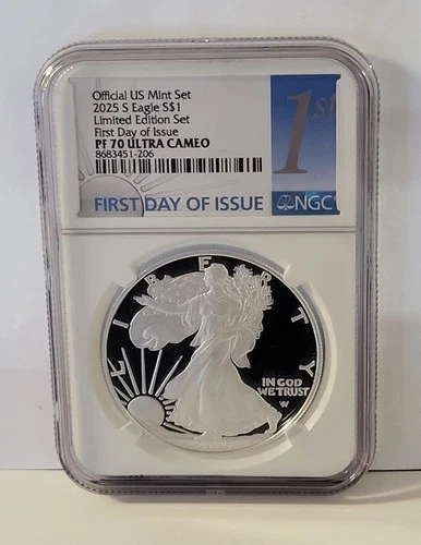 IN-HAND 2025 S $1 American Silver Eagle NGC PF70 FDOI  Limited Edition Set Proof