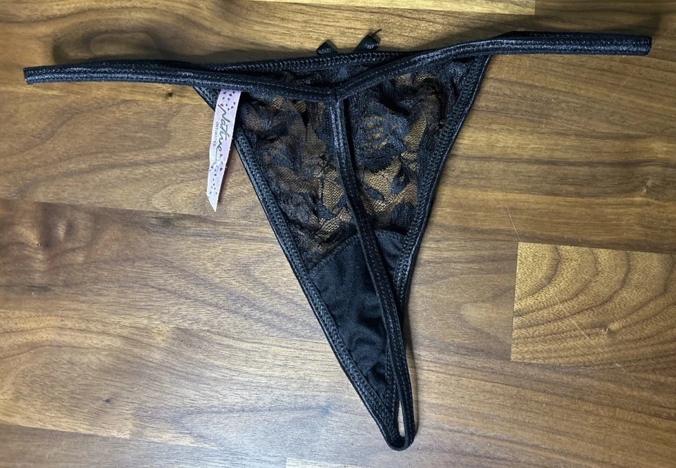 Tanga de encaje con tiras negras nativas talla L súper sexy segunda piel malla Foto 4 de 4