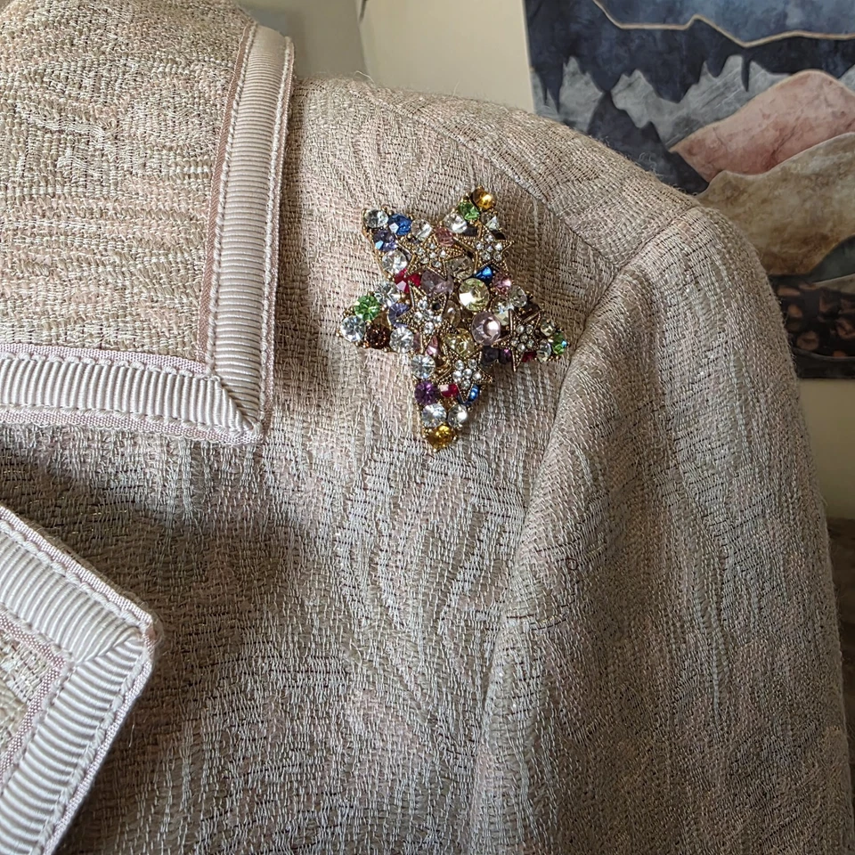 Dana Buchman Blazer Jacket Womens 16 Wool Cotton Alpaca Blend Textured Beige - Image 3 of 4