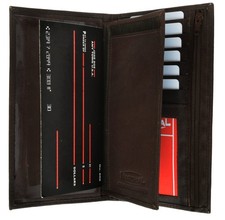 Genuine Leather Checkbook Cover Wallet Organizer with Credit Card Holder Brown 