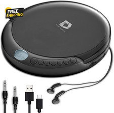 CD Player Portable with 60 Second anti Skip, Stereo Earbuds, Includes Aux Cable