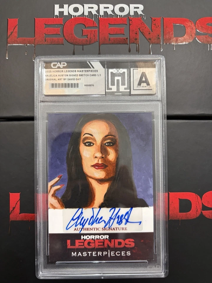 2025 Horror Legends Masterpieces Anjelica Huston Auto David Day Sketch Card 1/1 - Image 2 of 3