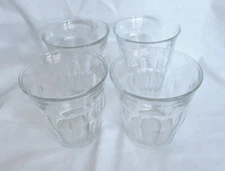 4 Duralex Picardie Clear Glass Tumblers Glasses 3.25" Tall 6 3/4 oz Juice Rocks