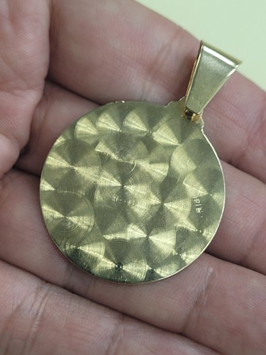 14K Gold Saint Lazarus Pendant Round Medall Religious Jewelry Two Tone San Lazar - Picture 5 of 9