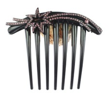 Purple Austrian Rhinestone Crystal Flare Bridal Hair Comb